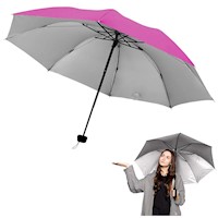 Paraguas Plegable Sombrilla de Mano para Sol Lluvia Fucsia