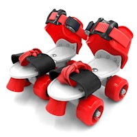 Zapatos Patines de 4 Ruedas Ajustable para Niños HL2 Rojo