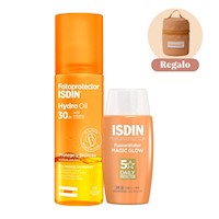 PACK ISDIN GLOW: HYDRO OIL SPF50 200ML + FUSION WATER MAGIC GLOW SPF30 50ML