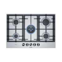 Cocina Empotrable Bosch PCQ7A5B90 a Gas 75 cm 5 Quemadores Acero