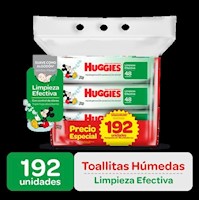 Fourpack Toallitas Humedas Huggies Limpieza Efectiva 192 Und