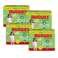 PACK DE 4 PAÑALES HUGGIES ACTIVE SEC BIGPACK TALLA XXXL X70