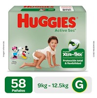 Pañal Huggies Active Sec Xpad Talla G 58 Unid