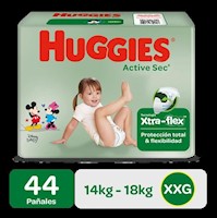 Pañal Huggies Active Sec Xpad Talla XXG 44 Und