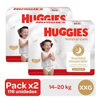 Pack 2 Pañal Huggies Natural Care Xtracare Big Talla XXG 58u