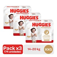 Pack 3 Pañal Huggies Natural Care Xtracare Big Talla XXG 58u