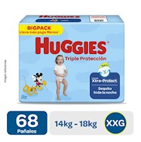 Pañales Huggies Triple Protección Xtra. Big Talla Xxg 68 Und