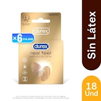 6 Pack Condones Durex Real Feel -3 UN.