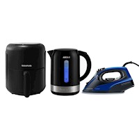 Combo Taurus Freidora Black Fryer 2.6LT + Hervidor Aroa II 1.7LT + Plancha a vapor Atlas 2400