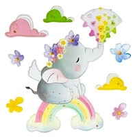 Adhesivo para Pared Pegatina Decorativa Infantil 3D 40X30cm S77 Elefante