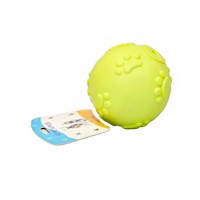 PELOTA JUGUETE TPR PARA MASCOTA ALTO RELIEVE HUELLAS CON SONIDO COLOR VERDE