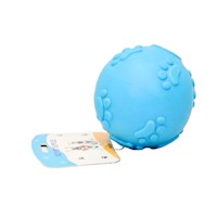 PELOTA JUGUETE TPR PARA MASCOTA ALTO RELIEVE HUELLAS CON SONIDO COLOR AZUL