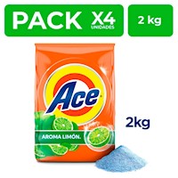 Detergente en Polvo Ace Aroma Limón 2 kg Pack x4