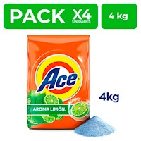 Detergente en Polvo Ace Aroma Limón 4 kg Pack x4