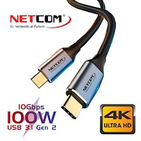 Cable USB C 3.1 Tipo C a Tipo C 1 Metro Gen2 10Gbps 4K Ultra HD 100W