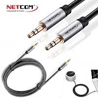 Cable de Audio Plug a Plug 3.5mm TRS de 3 Metros NETCOM