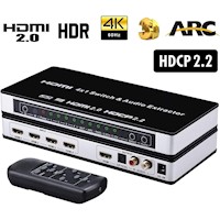 Switch HDMI 2.0 4 x 1 extractor de Audio con control remoto HDCP 2.2