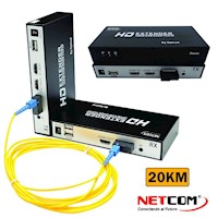 Extensión Extender HDMI fibra optica KVM Hasta 20K NETCOM 1080 USB