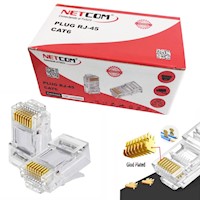 Plug Conector Rj45 Cat 6 Cat6e NETCOM Para Extensión X 100 Unidades