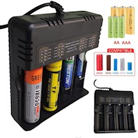 Cargador de pilas baterías recargables 4 puestos AA AAA 18650 26650