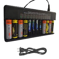 Cargador de pilas baterías recargables 12 puestos AA AAA 18650 26650