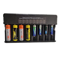 Cargador de pilas baterías recargables 8 puestos AA AAA 18650 26650