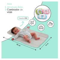 Pack Almohada para Bebé y Cambiador Acolchado Portátil Impermeable