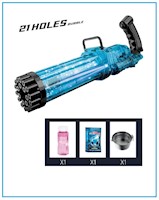 Pistola de burbujas con luces de 21 agujeros Color Azul