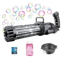 Pistola de burbujas con luces de 21 agujeros Color Negro