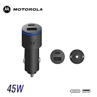 Cargador Auto Motorola 45W turbopower Duo SJV102 Usb-A yUsb-C ConCable