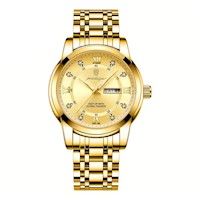 Reloj Hombre Poedagar Acero Plata Verde P0E-13