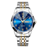 Reloj Hombre Poedagar Acero Plata Azúl POE-2