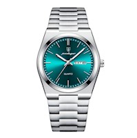 Reloj Hombre Poedagar Acero Plata Verde POE-5