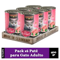Pack x6 Paté Gato Leonardo Quality Selection Ave 400 gr