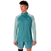 Polo ASICS Icon 1/2 Zip Ls Top Foggy Teal/White Hombre