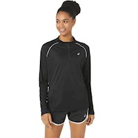 Polo ASICS Icon 1/2 Zip Ls Top Performance Black/Grey Mujer