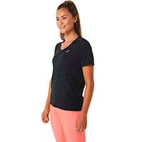 Polo ASICS Race V-Neck Ss Top Performance Black/Grey Mujer