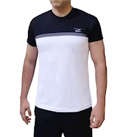 Polo deportivo licrado hombre Revati FT226-PH-M1 / negro, plomo y blanco