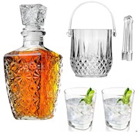 Jgo 6pc Hielera G-Horse + Vasos cortos 320ml + Licorera, Cadamada, Whiskera Jerez, Escoces 1 L 29*9.5