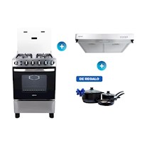 Combo: Cocina 4 hornillas Premium GN + Campana extractora 60 cm