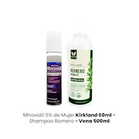 Minoxidil 5% de Mujer Kirkland 60ml + Shampoo Romero  Vena 500ml