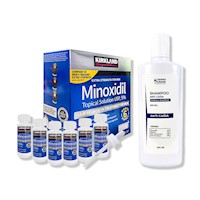 6 Minoxidil Líquido Kirkland + SHAMPOO SIN SAL ANTICAÍDA 250ML
