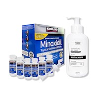 6 Minoxidil Líquido Kirkland + SHAMPOO SIN SAL ANTICASPA 350ML