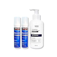 2 Minoxidil Espuma Kirkland + SHAMPOO KETOZINC CABELLO GRASO 350ML