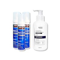 3 Minoxidil Espuma Kirkland + SHAMPOO KETOZINC CABELLO GRASO 350ML