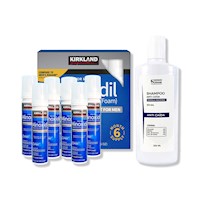 6 Minoxidil Espuma Kirkland + SHAMPOO SIN SAL ANTICAÍDA 250ML