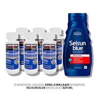 6 Minoxidil Líquido Kirkland|Shampoo Selsun Blue Medicado 325ml