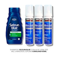 Shampoo Selsun Blue Con Aloe Vera 325 ml|3 Minoxidil Espuma Kirkland