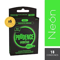 Prudence Box X6 Condones Neón  18 unidades
