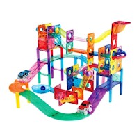 Bloques Magnéticos 3 en 1 Pista de Canicas y Autos de 108 piezas